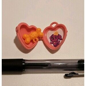 RARE Barbie Pink Plastic Heart Locket Dog Picture Bone